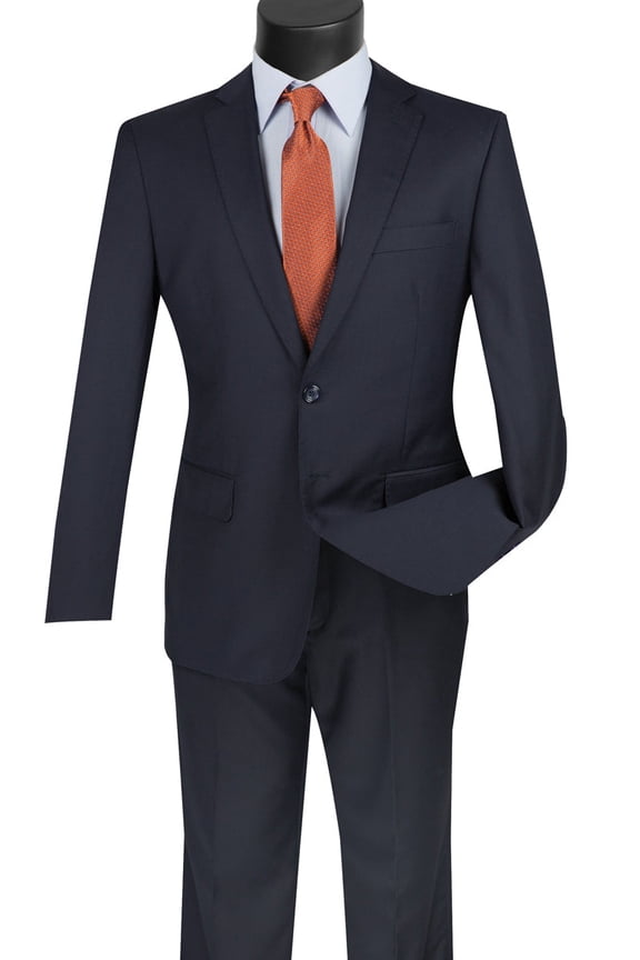 Men's  Vinci Suits Modern Fit Navy Blue Suit Size 46 Short