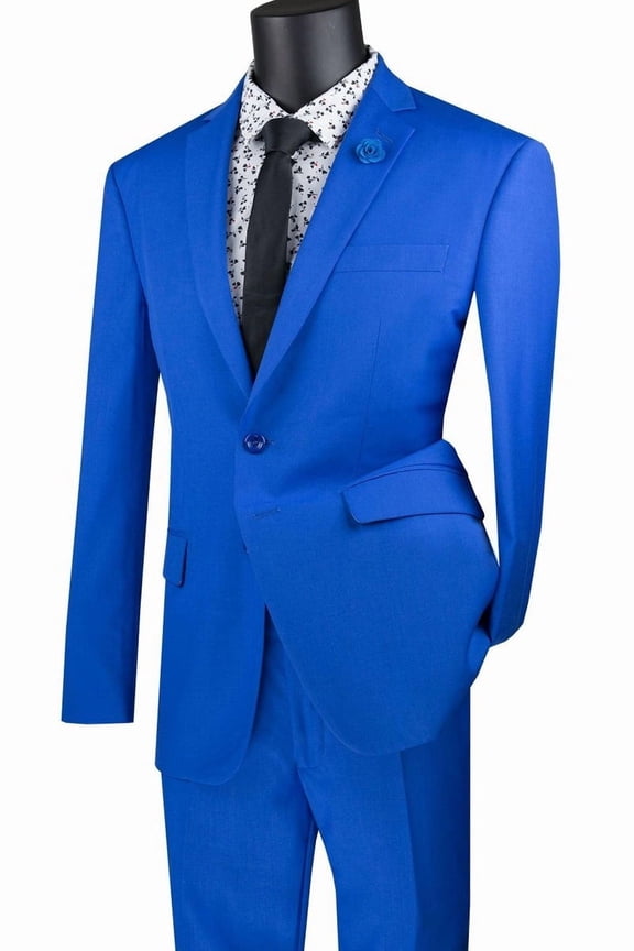 Men's Vinci Suits Modern Fit Royal Blue Suit Size 38 Long
