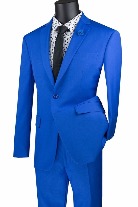 Men's Vinci Suits Modern Fit Royal Blue Suit Size 42 Short