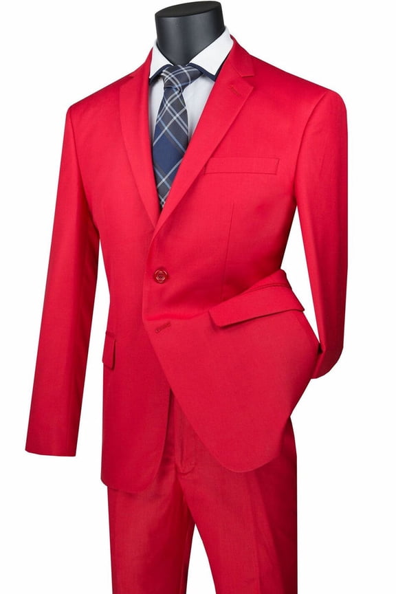 Men's Vinci Suits Modern Red Suit Slim Fit Size 44 Regular