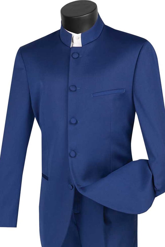 Men's Vinci Suits Navy Blue Mandarin Banded Tuxedo Size 56 Long