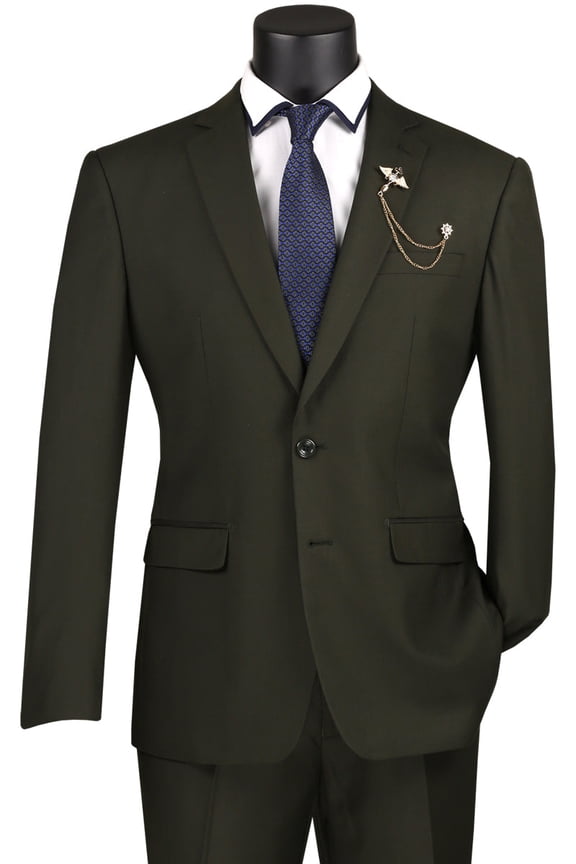 Men's Vinci Suits Olive Green Slim Fit Suit With 2-button Closure Size 42 Short