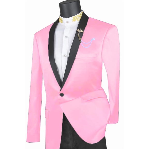 Men's Vinci Suits Pink Satin Tuxedo Jacket Size 4x-large