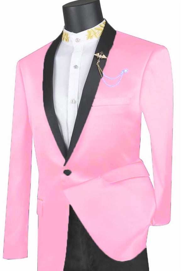 Men's Vinci Suits Pink Satin Tuxedo Jacket Size 4x-large