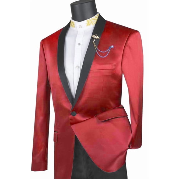 Men's Vinci Suits Red Satin Slim Fit Tuxedo Jacket Size 2x-large