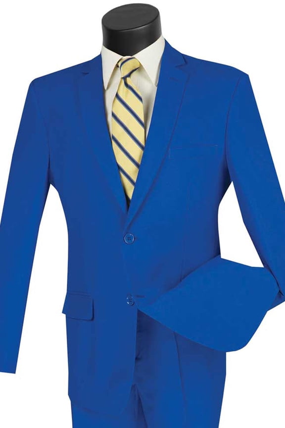 Men's Vinci Suits Royal Blue Slim Fit Suit Size 40 Long