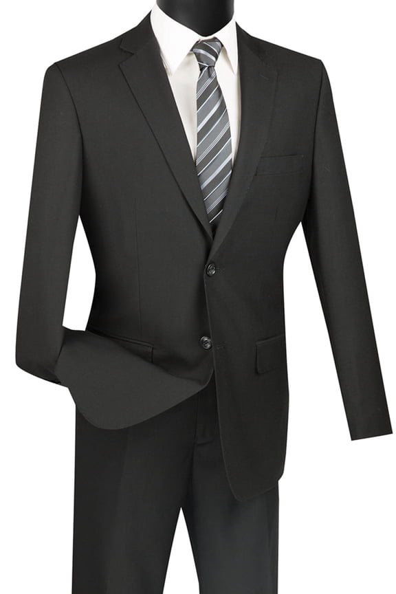 Men's Vinci Suits Smart Black Suit Size 52 Regular