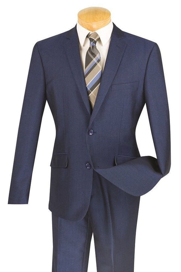 Men's Vinci Suits Textured Slim Fit Travel Suit Blue Size 48 Long