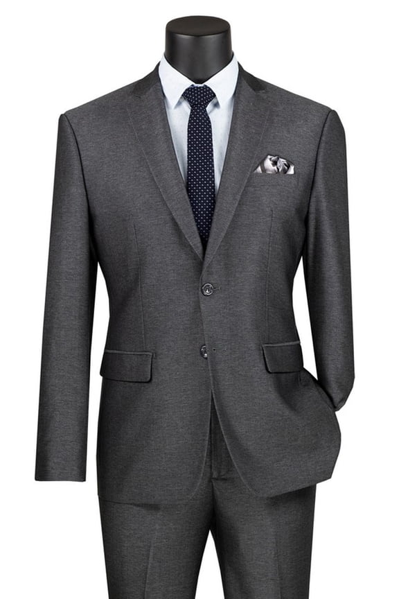 Men's Vinci Suits Textured Slim Fit Travel Suit Smoke Blue Size 48 Long