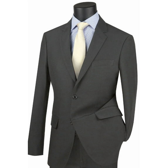 Men's Vinci Suits Ultra Slim Fit Stretch Bodycon Suit Charcoal Grey Size 48 Long