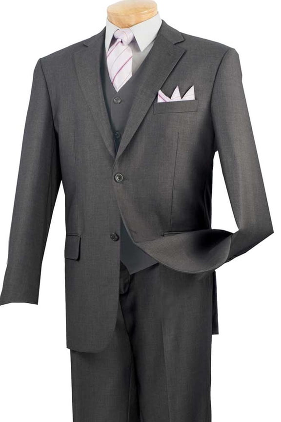 Men's Vinci Suits Vested Suit Charcoal Grey From Size 44 Long
