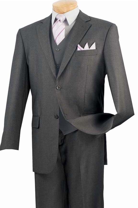 Men's Vinci Suits Vested Suit Charcoal Grey From Size 46 Long