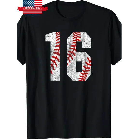 Men's Vintage #16 Baseball Jersey T-Shirt - Retro Style, Breathable Cotton, Short Sleeve, Round Neck, Perfect for Fans & Players, All Seasons Wear, Sports Fan Apparel | Retro