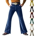 thumbnail image 1 of Men's Vintage 60s 70s Bell Bottom Pants, Classic Comfort Flared Jeans Retro Disco Outfits for Theme Parties and Events (Without Belt),Coffee,XL, 1 of 6