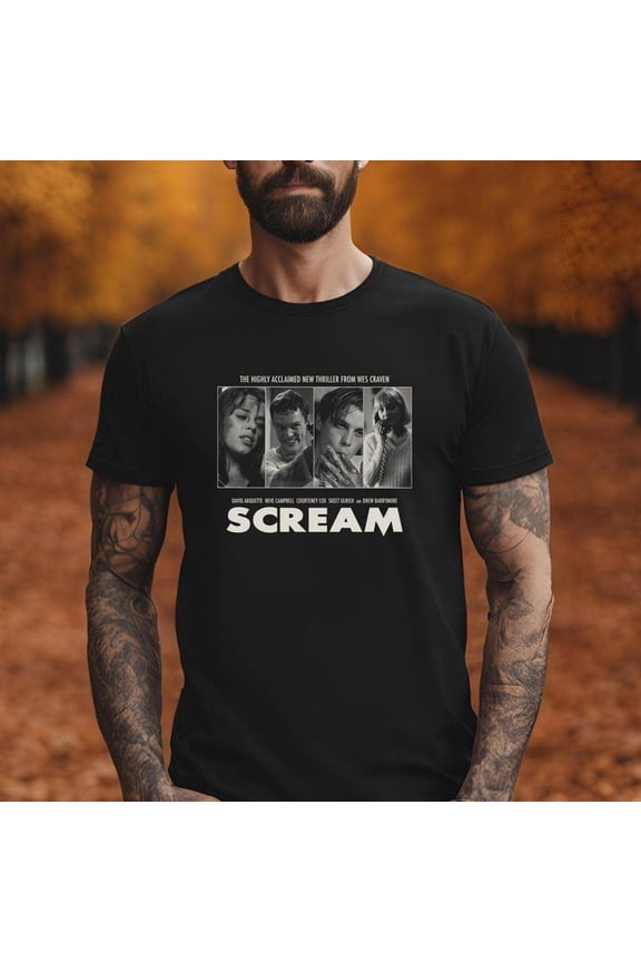 Men's Vintage 90s Horror Graphic T-Shirt, Retro Slasher Movie Style Tee, Streetwear Shirt, Unisex Cotton Blend Top
