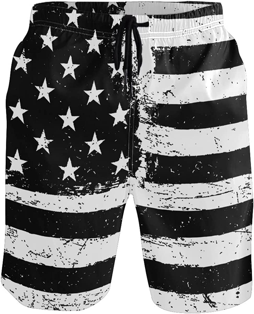 Black and white american flag swim trunks hotsell