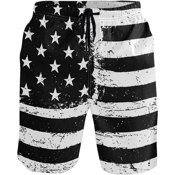 Black american flag swim trunks sales