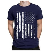 ROY&CHANEY Men's Vintage American Flag Shirt Short Sleeve Crewneck 4th of July USA T-Shirt Casual Big and Tall Printed Graphic Tees