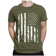 ROY&CHANEY Men's Vintage American Flag Shirt Short Sleeve Crewneck 4th of July USA T-Shirt Casual Big and Tall Printed Graphic Tees