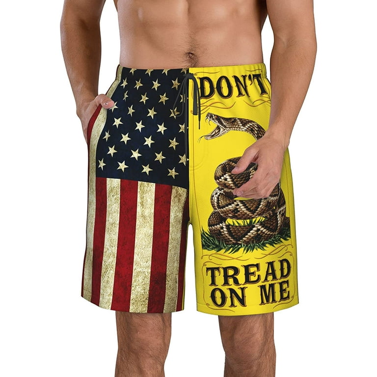 Men s Vintage American Flag and Don t Tread on Me Summer Casual
