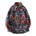 thumbnail image 1 of Men's Vintage Aztec Print Button Down Flannel Shirt Long Sleeve Lightweight Lapel Western Shacket Jacket Coat, 1 of 4