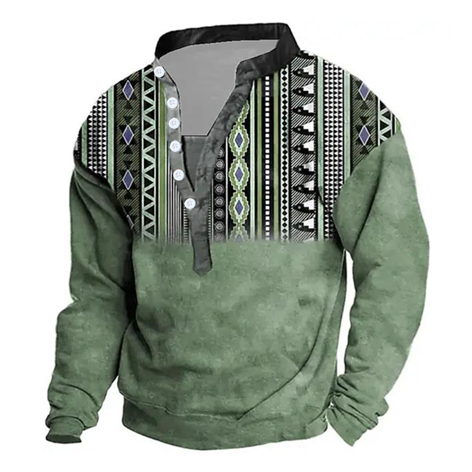 Men's Vintage Aztec Print Sweatshirts Western Ethnic Pullover Mock Neck ...