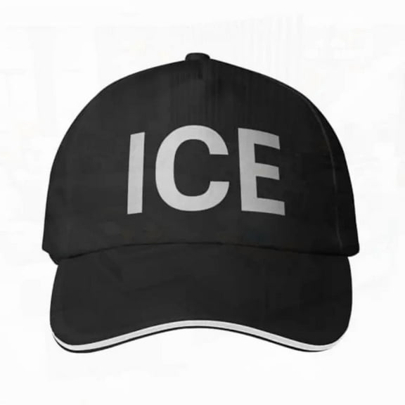 Men's Vintage Baseball Cap Black & ICE Text Design, One Size Fits Most Adults for Sports, Formal Events, Everyday Casual Wear Durable NonStretch Hat, Sports Accessories, Bold Lettering Design, S
