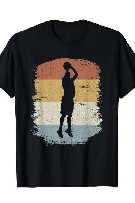 Men's Vintage Basketball Jumpshot Graphic T-Shirt - 100% Cotton, Casual Crew Neck, Short Sleeve Tee for Casual Attire