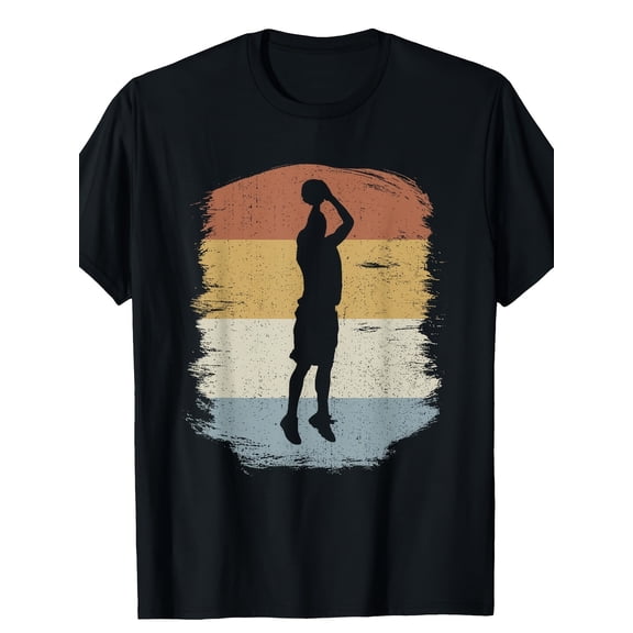 Men's Vintage Basketball Jumpshot Graphic T-Shirt - 100% Cotton, Casual Crew Neck, Short Sleeve Tee for Casual Attire