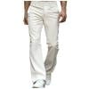 Men's Vintage Bell Bottom Pants Casual Loose Corduroy Outdoor Daily Fashion Flared Pants Stretch Trousers with Pockets (3XL, White)