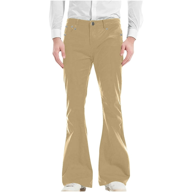 Men's Vintage Bell Bottom Pants Relaxed Stretch Disco Pants for