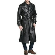 Men's Vintage Black Genuine 100% Real Soft Leather Trench Coat SouthBeachLeather