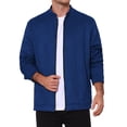 thumbnail image 1 of Men's Vintage Bomber Jacket Lightweight Stand Collar Zipper Casual Suede Jacket S Navy Blue, 1 of 6