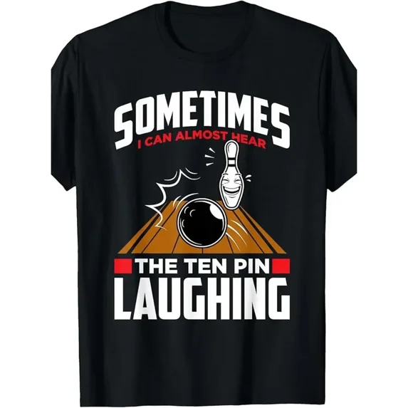 Men's Vintage Bowling Graphic T-Shirt Funny Humor Print Soft Cotton Blend Black