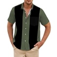 thumbnail image 1 of Men's Vintage Bowling Shirt Short Sleeve Button Down Summer Cuba Beach Shirts Green M, 1 of 4