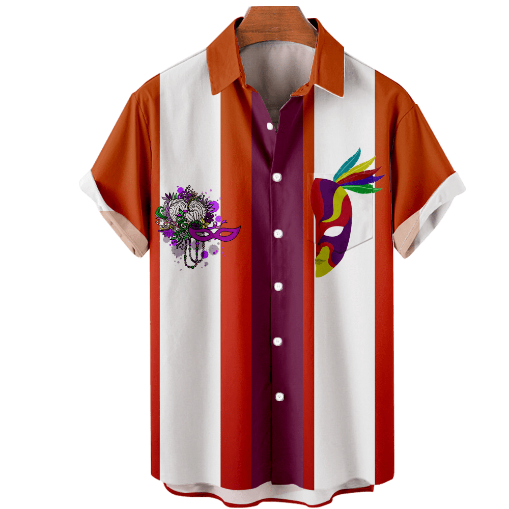 Men's Vintage Bowling Shirt Short Sleeve Summer Beach Shirt Classic  Carnival Printing Masquerade ball, Party Bowling Shirts, Size  100-170/XXS-8XL for