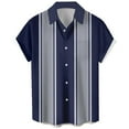 thumbnail image 1 of Men's Vintage Bowling Shirts 1950s Casual Short Sleeve Button Up Contrast Shirt Summer Color Block Cuban Shirts, 3XL, 1 of 4