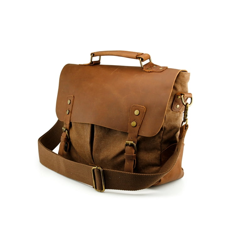 Khaki Retro Vegan Leather School Convertible Backpack Message Bags