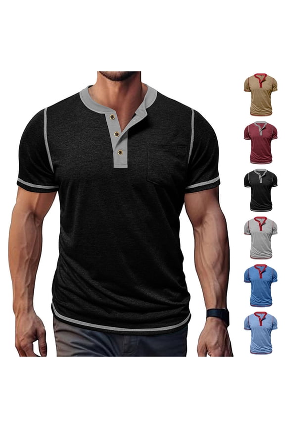 Men's Vintage Casual Button Down Shirt Short Sleeve Round Neck Top Loose Fit Waffle Knit Breathable Cooling Beach Vacation Golf Streetwear Outfit | AESTIVO,Blue L