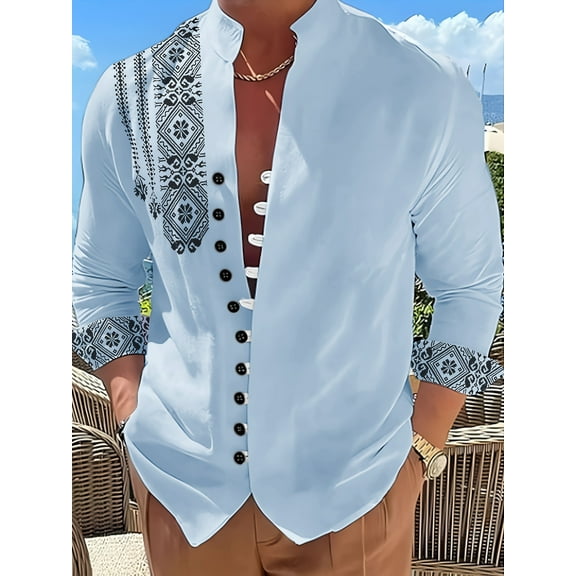 Men's Vintage Casual Shirt Long Sleeve Casual Button Down Shirt for Men Summer Beach Wedding Shirt White XL