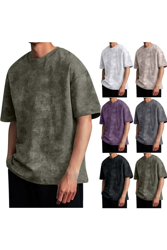 Men's Vintage Casual Short Sleeve T-Shirt Top Solid Color Crewneck Round Neck Tee Soft Cotton Daily Loungewear Streetwear Modern Fashion Essential | AESTIVO,Army Green 2XL