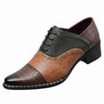 thumbnail image 1 of Men's Vintage Color-Block Brogue Dress Shoes - Embossed Wingtip Oxfords with Embossed Texture for Business & Block Heel, 1 of 6