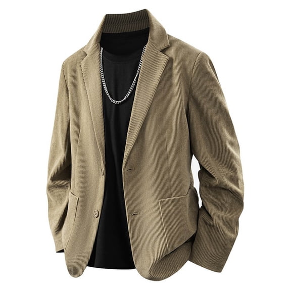 Men's Vintage Corduroy Blazer Jacket, 2 Button Notch Lapel Business Casual Sport Coat, Regular Fit with Side Pockets, Country Western Style for Office, Church Gathering & Daily Wear