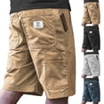 thumbnail image 1 of Men's Vintage Corduroy Shorts Elastic Waist Drawstring Cargo Short Multi-Pocket Lightweight Summer Casual Beach Shorts Navy XL, 1 of 5