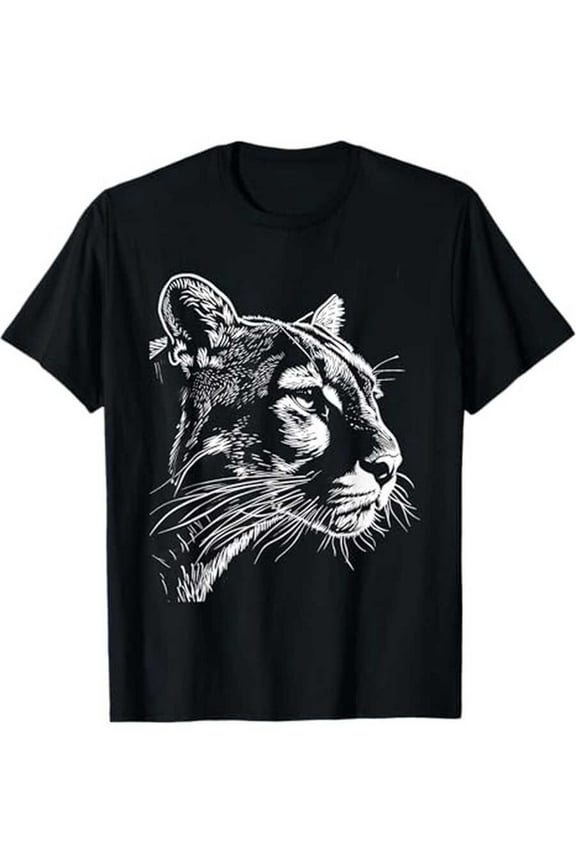 Men's Vintage Cougar Graphic Tee - 100% Cotton, Casual Round Neck T-Shirt For All Seasons