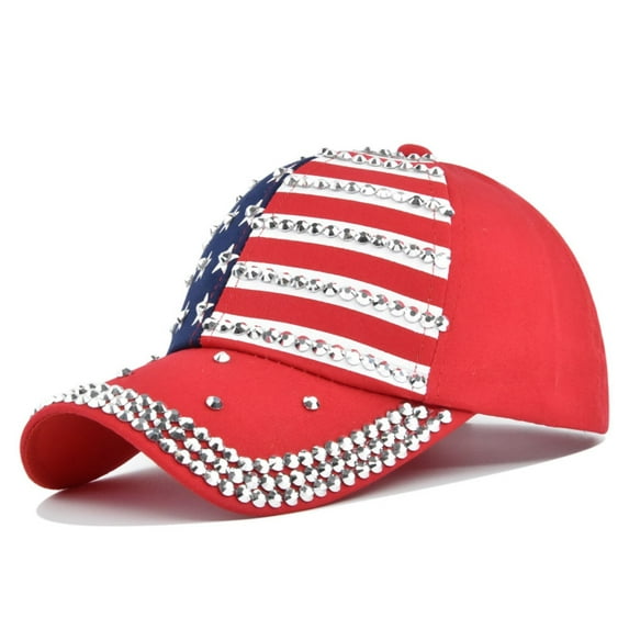 Men's Vintage Denim Baseball Cap - Distressed Washed Hat with Rhinestone (Retro & Edgy) Under 5$, Yubnlvae Women Men Sun Hat Star Embroidery Cotton Cap , Red, One Size