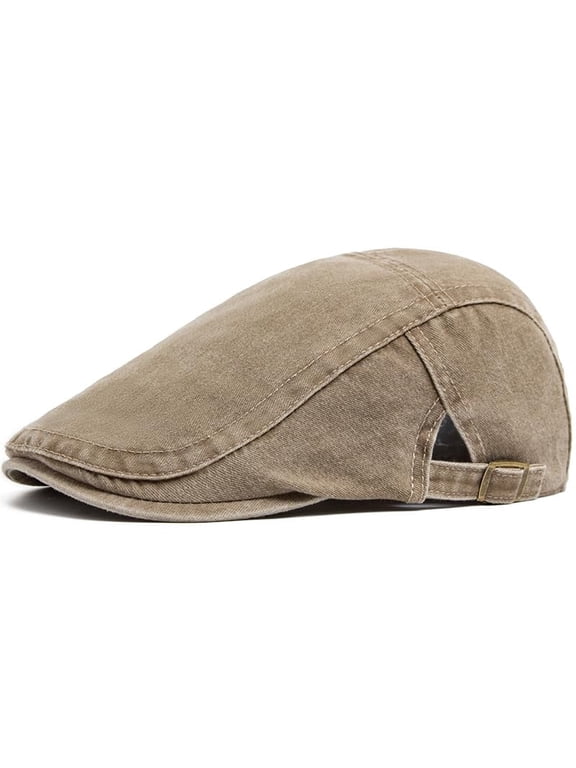 Men’s Vintage Denim Flat Cap, Classic Cotton Casual Hat with Adjustable Fit for Everyday Wear