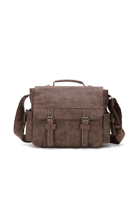 Men's Vintage Designer Briefcase PU Leather Tote Business Office Man Messenger Bag Casual Solid