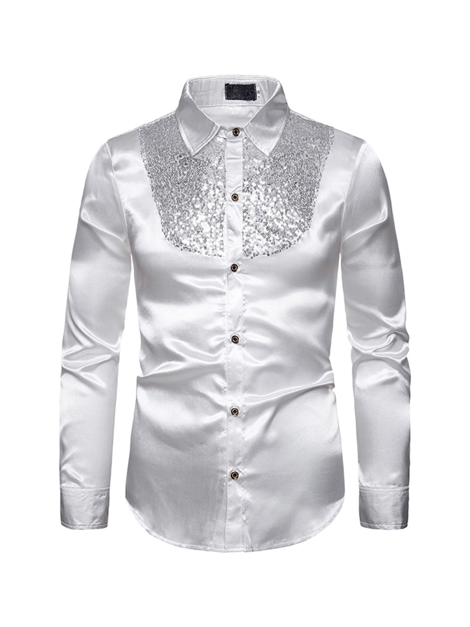Men\'s Vintage Dress Shirt Solid Long Sleeve Satin Silk Ruffle Chest Stand Collar Button Down Retro 90S Party Blouse Top (L, Sequined Red) - Walmart.com Men\'s Vintage Dress Shirt Solid Long Sleeve Satin Silk Ruffle Chest Stand Collar Button Down Retro 90S Party Blouse Top (L, Sequined Red) - Walmart.com