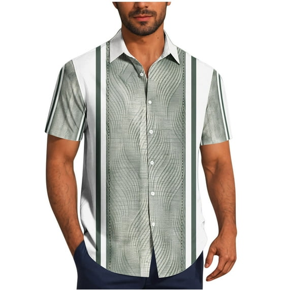 Men's Vintage Floral Print Bowling Tops Casual Summer Beach Shirts Button Down Short Sleeve Guayabera Shirts